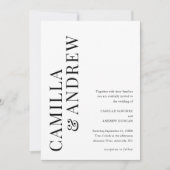 Moderne typografische Schwarz-Weiß-QR-Hochzeit Einladung (Vorderseite)