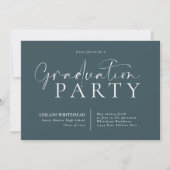 Moderne Typografy Graduation Party Aquamarin Einladung (Vorderseite)