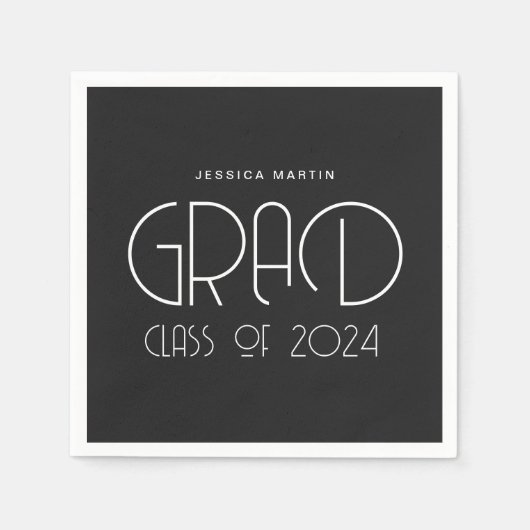 Moderne Typografy Graduation Party Serviette (Vorderseite)