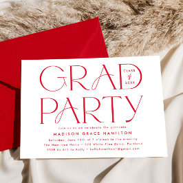 Moderne Typografy Red Graduation Party Einladung
