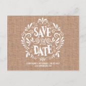 MODERNE TYPOGRAPHIE | BURLAP |SAVE THE DATE POSTCA ANKÜNDIGUNGSPOSTKARTE (Vorderseite)