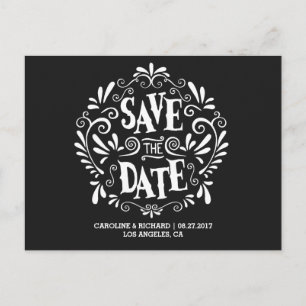 MODERNE TYPOGRAPHIE Schwarz SAVE THE DATE POSTC Ankündigungspostkarte