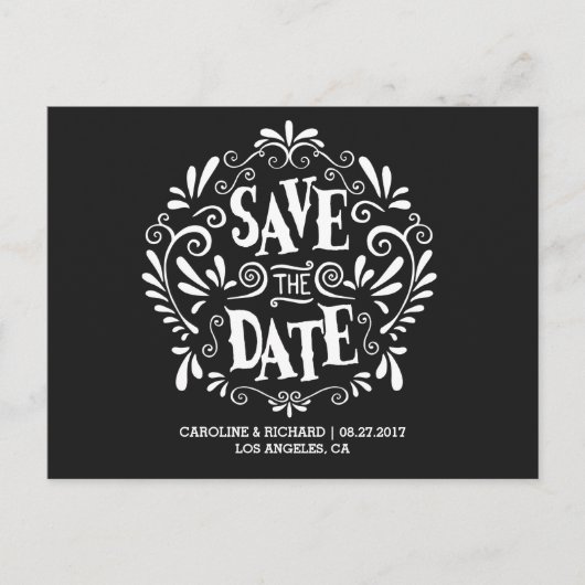 MODERNE TYPOGRAPHIE | Schwarz |SAVE THE DATE POSTC Ankündigungspostkarte (Vorderseite)