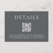 Moderne Typorgrafie QR Code Wedding Details Grau Begleitkarte (Vorderseite)
