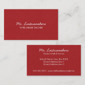 Moderne u. einfache Lehrer-Visitenkarte Visitenkarte (Vorne/Hinten)