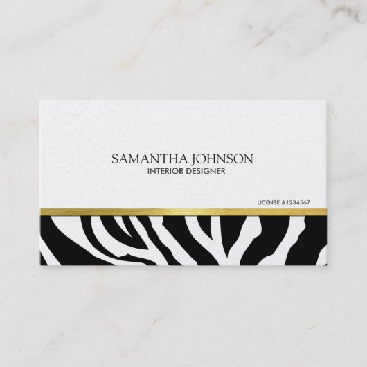 Moderne u. elegante Schwarzesu. Goldzebra-Streifen Visitenkarte (Vorderseite)