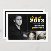 Moderne u. mutige 3 Foto-Abschluss-Mitteilung Einladung (Vorne/Hinten)