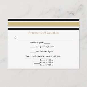Moderne UAWG aus goldfarbenen und schwarzen Streif RSVP Karte