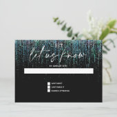 Moderne UAWG Edgy Aquamarin Glitzer Einladung (Stehend Vorderseite)