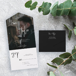 Moderne UAWG-Hochzeit für minimalistisches Foto All In One Einladung