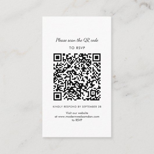 Moderne UAWG QR Code Hochzeitkarte Begleitkarte (Vorderseite)