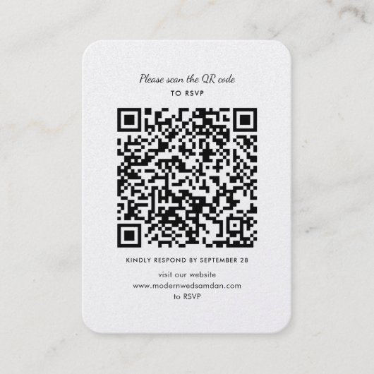Moderne UAWG QR Code Hochzeitkarte Visitenkarte (Vorderseite)