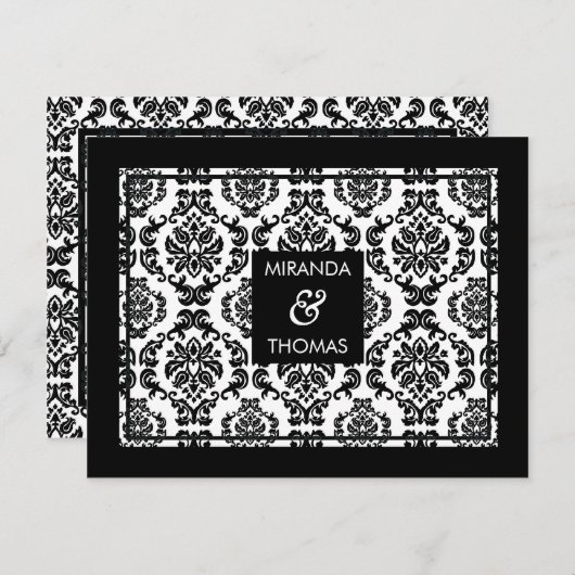 MODERNE UAWG REPLATTE: Damast-Farben 10 Einladung (Vorne/Hinten)