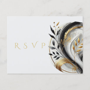 Moderne UAWG Schwarz-weiß- und Goldhochzeit- Postkarte