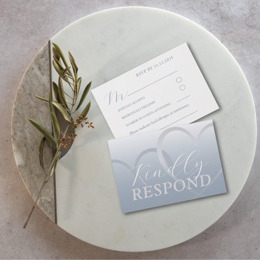 Moderne UAWG Wedding mit blauem und weißem Herzen RSVP Karte