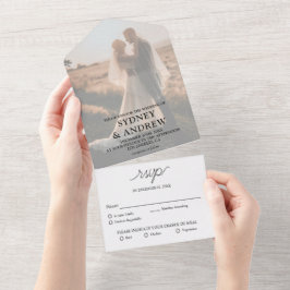 Moderne UAWG Wedding mit elegantem White Foto All In One Einladung