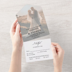 Moderne UAWG Wedding mit elegantem White Foto All In One Einladung