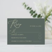 Moderne UAWG Wedding mit Green & Gold Typografie RSVP Karte (Stehend Vorderseite)
