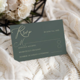 Moderne UAWG Wedding mit Green & Gold Typografie RSVP Karte