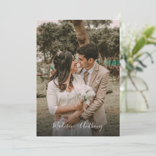 Moderne UAWG Wedding mit QR Code für Schwarz und W Einladung (Stehend Vorderseite)