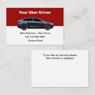 Moderne Uber-Fahrer-Mitfahrzentrale Visitenkarte