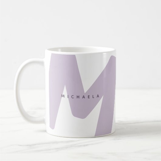 Moderne überdimensionale monogrammierte Anfangsbuc Kaffeetasse (Links)