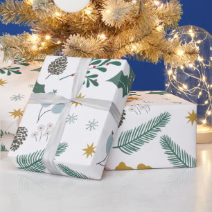 Moderne überdimensionale Weihnachtslaubmuster Geschenkpapier