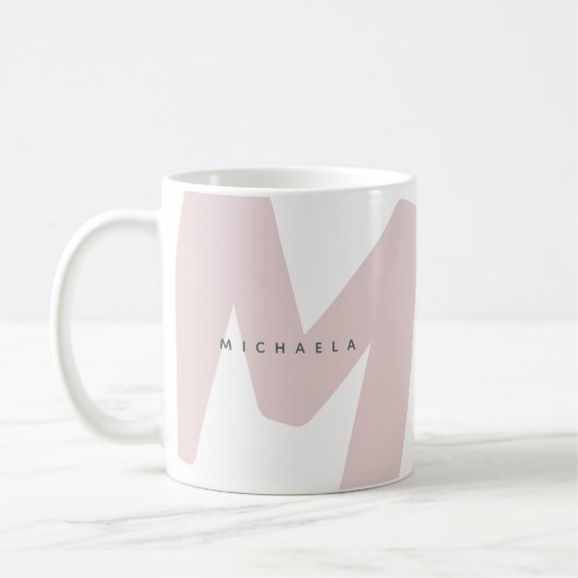 Moderne übergroße monogrammierte Initiale & Name Kaffeetasse (Links)