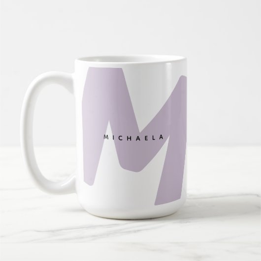 Moderne übergroße monogrammierte Initiale & Name Kaffeetasse (Links)