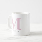 Moderne übergroße monogrammierte Initiale & Name Kaffeetasse (Vorderseite Links)