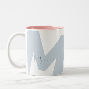Moderne, übergroße monogrammierte Initialschrift N Zweifarbige Tasse