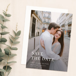 Moderne Überlagerungsfoto-Hochzeit Termin speicher Einladung