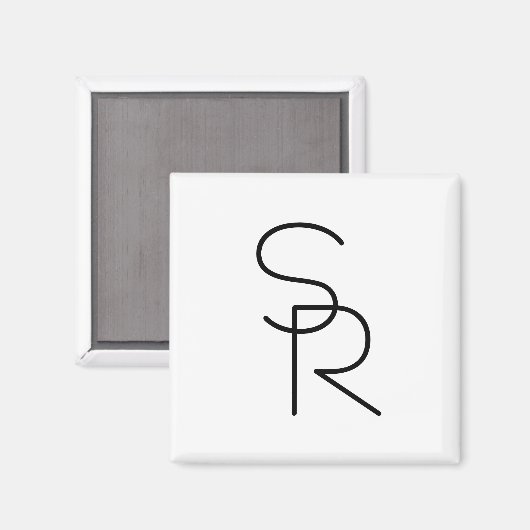 Moderne überlappende Initialen Magnet (Vorderseite/Rückseite)