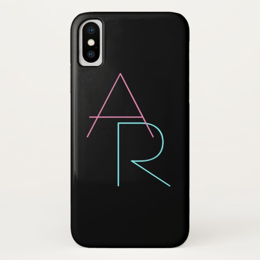 Moderne überlappende Initialen | Pink Türkis Schwa Case-Mate iPhone Hülle (Rückseite)