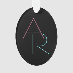 Moderne überlappende Initialen Pink Türkis Schwa Ornament