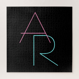 Moderne überlappende Initialen Pink Türkis Schwa Puzzle
