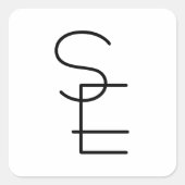 Moderne überlappende Initialen Quadratischer Aufkleber (Vorderseite)
