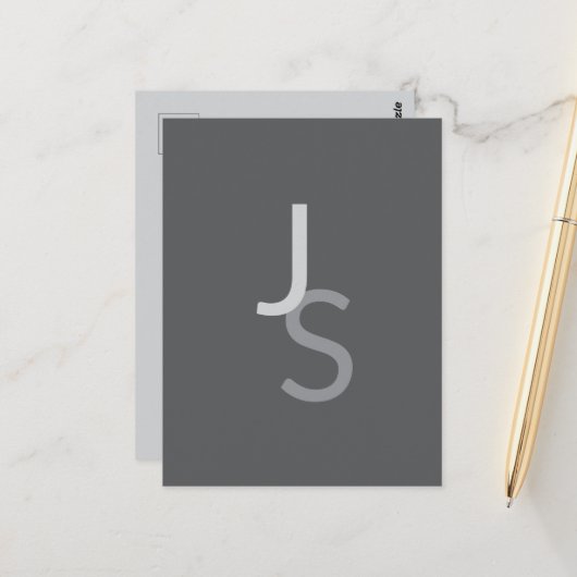 Moderne überlappende monogrammierte Initialen | Gr Postkarte (Vorderseite/Rückseite Beispiel)