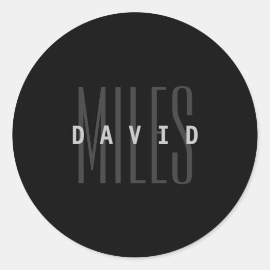 Moderne Überschneidungen Name & Nachname Runder Aufkleber (Vorderseite)