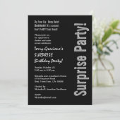Moderne überwältigende Geburtstag Schwarz Silber W Einladung (Stehend Vorderseite)