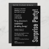 Moderne überwältigende Geburtstag Schwarz Silber W Einladung (Vorne/Hinten)