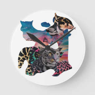 Moderne Uhr - Eclectic Animal Print & Abstra
