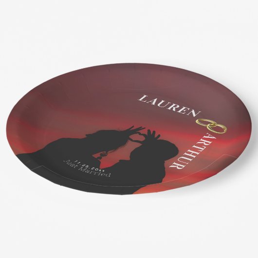 Moderne Ultra-Chic Minimal-Hochzeit für Foto Pappteller (Schrägansicht)