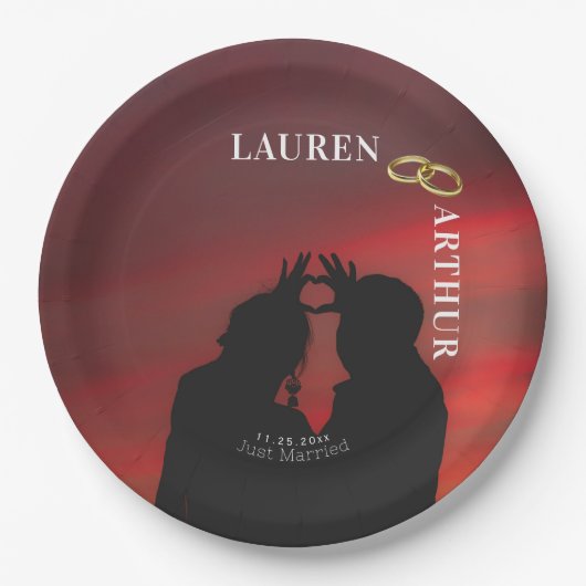 Moderne Ultra-Chic Minimal-Hochzeit für Foto Pappteller (Vorderseite)
