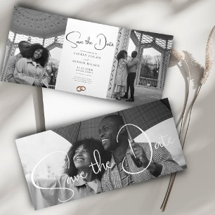 Moderne Ultra-Chic Minimal Save the Date Fotokarte Dreifach Gefaltete Einladung
