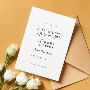 Moderne ultra-minimalistische, schlichte Art Deco- Save The Date