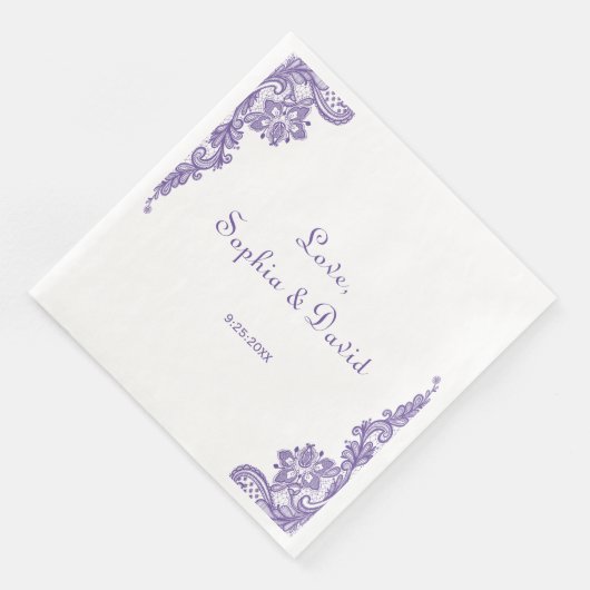 Moderne Ultra-Violet-Hochzeit Serviette (Ecke)