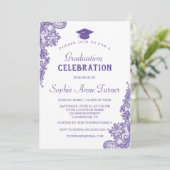 Moderne Ultra Violet Lace Graduation Party Einladung (Stehend Vorderseite)