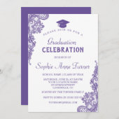 Moderne Ultra Violet Lace Graduation Party Einladung (Vorne/Hinten)
