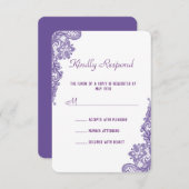 Moderne Ultra Violet Lace Wedding RSVP Einladung (Vorne/Hinten)